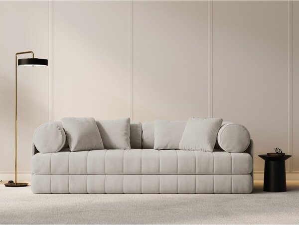 Divano beige allungabile con rivestimento in velluto 206 cm Kemi – Cosmopolitan Design