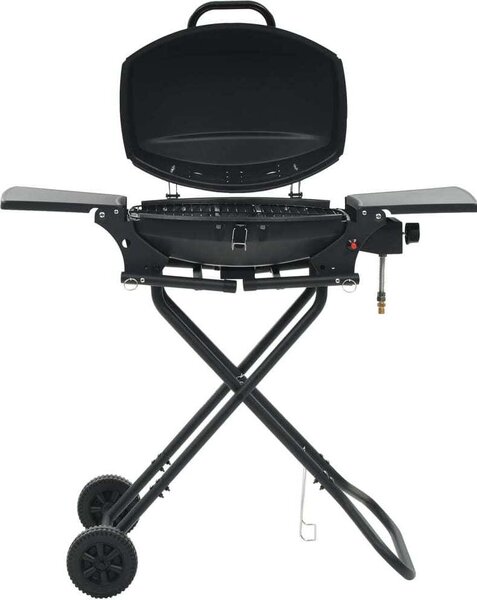 VidaXL Barbecue a gas portatile con zona cottura Nero