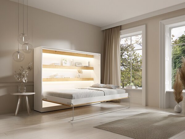 Letto estraibile 140 x 200 cm Apertura orizzontale manuale Con LED Bianco e Naturale - RAPILI
