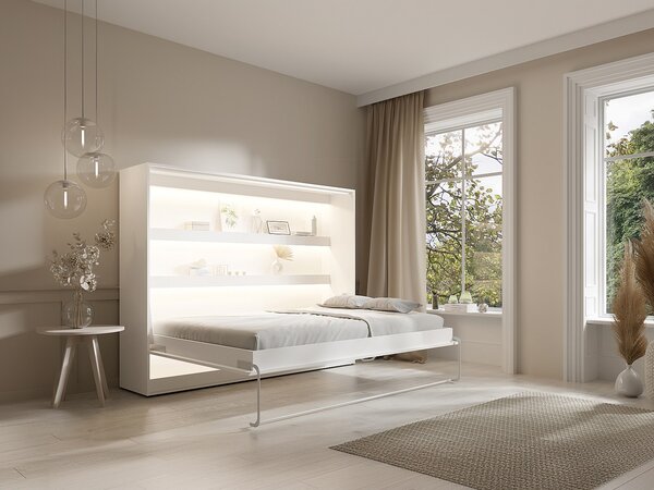 Letto estraibile 140 x 200 cm Apertura orizzontale manuale Con LED Bianco - RAPILI