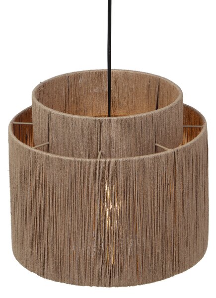 Lampada a sospensione Japandi nera con corda marrone 31cm - Smilla