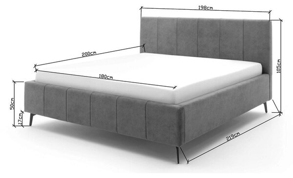 Letto matrimoniale imbottito beige con contenitore con rete inclusa 180x200 cm Lizzano – Meise Möbel