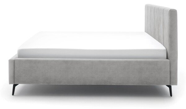Letto matrimoniale imbottito grigio chiaro con contenitore con rete inclusa 180x200 cm Lizzano – Meise Möbel