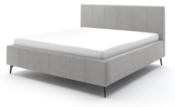 Letto matrimoniale imbottito grigio chiaro con contenitore con rete inclusa 180x200 cm Lizzano – Meise Möbel