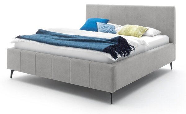 Letto matrimoniale imbottito grigio chiaro con contenitore con rete inclusa 180x200 cm Lizzano – Meise Möbel