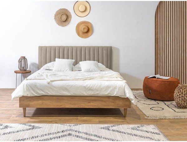 Letto matrimoniale beige/naturale con griglia 180x200 cm Oceane - Bobochic Paris