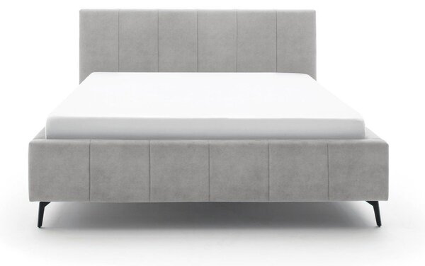 Letto matrimoniale imbottito grigio chiaro con contenitore con rete inclusa 180x200 cm Lizzano – Meise Möbel