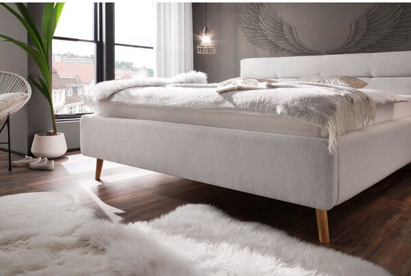 Letto matrimoniale imbottito grigio chiaro con contenitore con rete inclusa 160x200 cm Lotte – Meise Möbel