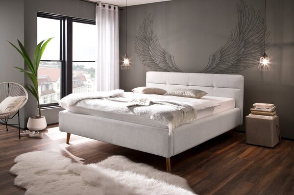 Letto matrimoniale imbottito grigio chiaro con contenitore con rete inclusa 160x200 cm Lotte – Meise Möbel