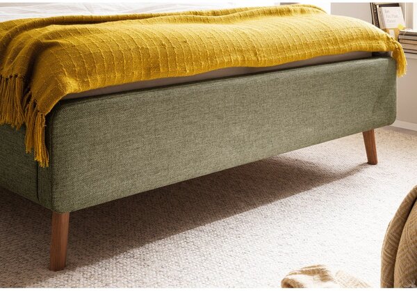 Letto matrimoniale imbottito verde con contenitore con rete inclusa 160x200 cm Lotte – Meise Möbel