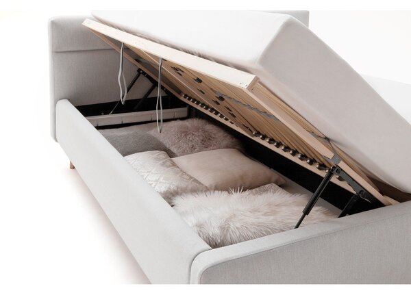 Letto matrimoniale imbottito grigio chiaro con contenitore con rete inclusa 160x200 cm Lotte – Meise Möbel