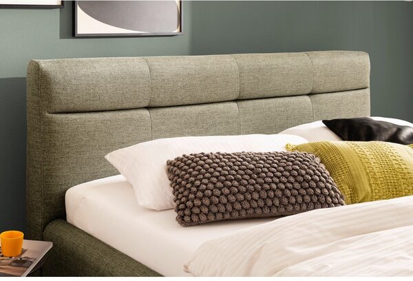 Letto matrimoniale imbottito verde con contenitore con rete inclusa 160x200 cm Lotte – Meise Möbel