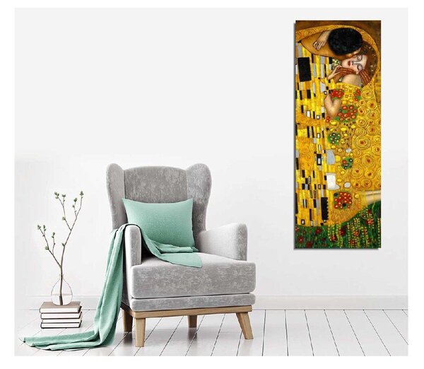 Riproduzione murale su tela Gustav Klimt Il bacio, 30 x 80 cm Gustav Klimt - The Kiss - Wallity