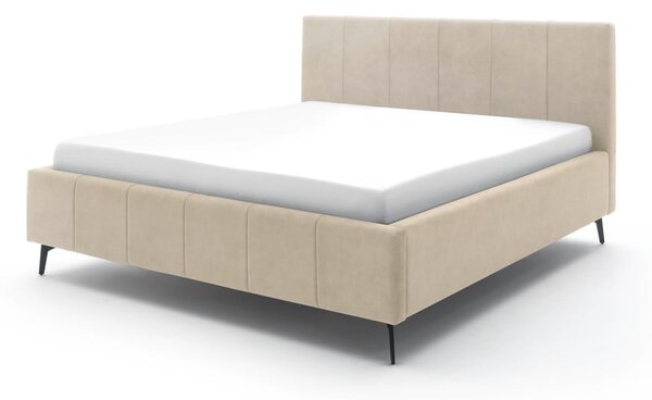 Letto matrimoniale imbottito beige con contenitore con rete inclusa 180x200 cm Lizzano – Meise Möbel