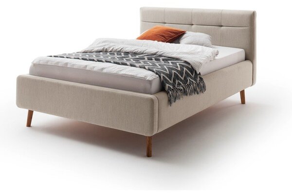 Letto matrimoniale imbottito beige con contenitore con rete inclusa 140x200 cm Lotte – Meise Möbel
