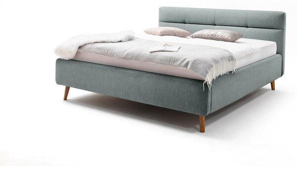 Letto matrimoniale imbottito azzurro con contenitore con rete inclusa 160x200 cm Lotte – Meise Möbel