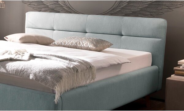 Letto matrimoniale imbottito azzurro con contenitore con rete inclusa 160x200 cm Lotte – Meise Möbel