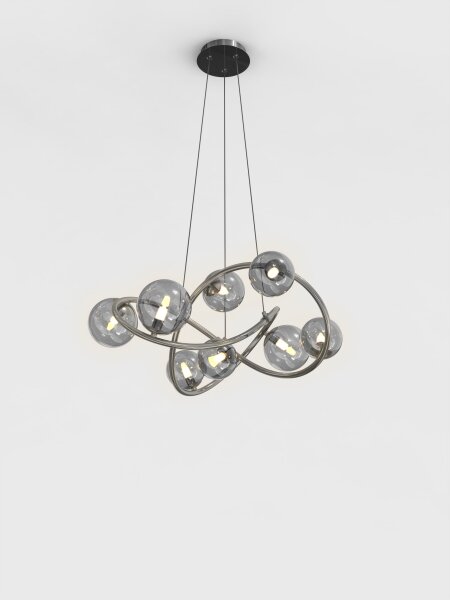 Wofi 7014-805 - Lampadario LED a sospensione con filo NANCY 8xG9/3,5W/230V nero/cromo