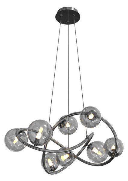 Wofi 7014-805 - Lampadario LED a sospensione con filo NANCY 8xG9/3,5W/230V nero/cromo