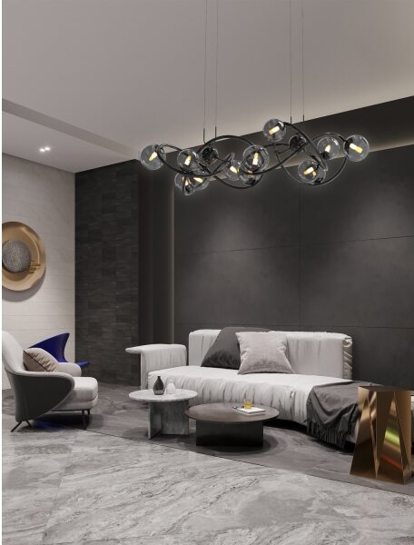 Wofi 7014-1405 - Lampadario LED a sospensione con filo NANCY 14xG9/3,5W/230V nero/cromo