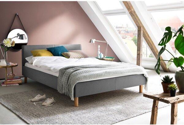 Letto matrimoniale imbottito grigio chiaro rete non inclusa 140x200 cm Lena – Meise Möbel