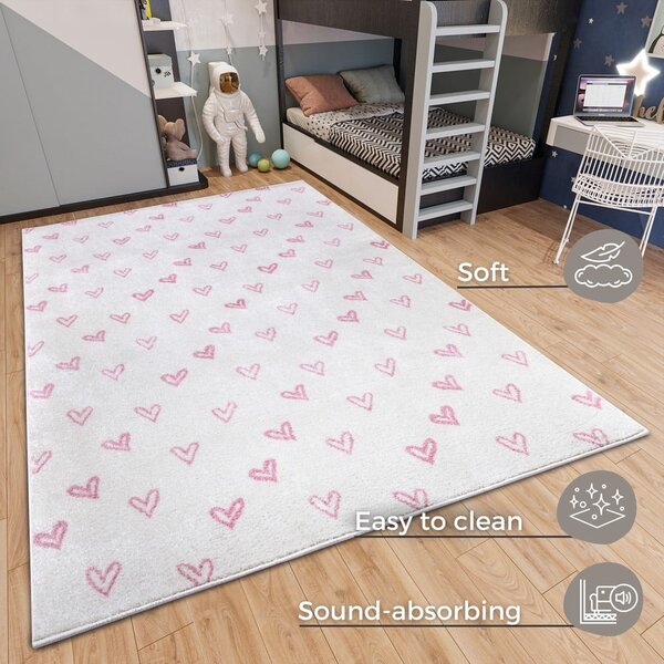Tappeto per bambini rosa e bianco 120x170 cm Hearts - Hanse Home