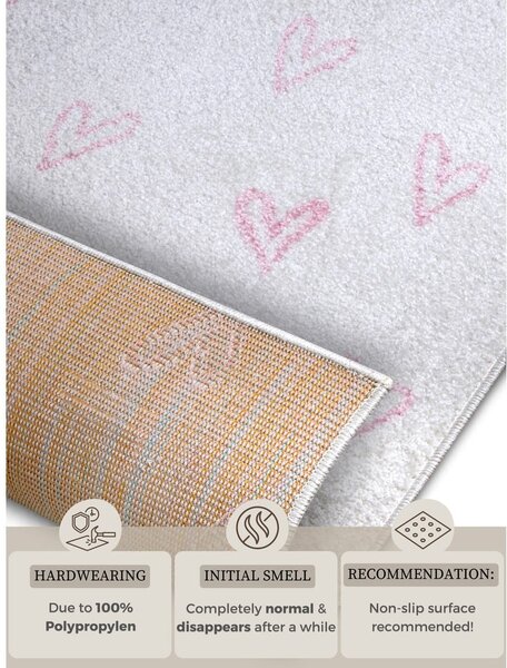 Tappeto per bambini rosa e bianco 120x170 cm Hearts - Hanse Home
