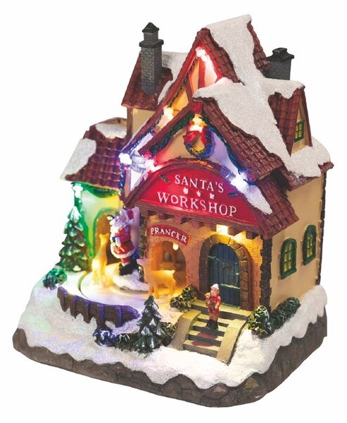 Casa di Babbo Natale Carillon 19x14x21,5 cm in Plastica con Luci