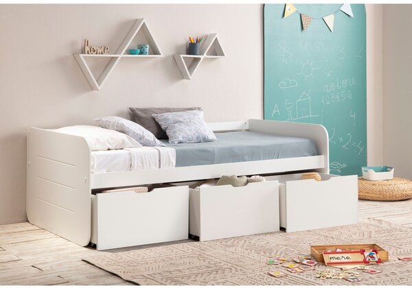 Letto per bambini bianco con contenitore 90x190 cm Abbott - Marckeric