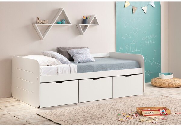Letto per bambini bianco con contenitore 90x190 cm Abbott - Marckeric