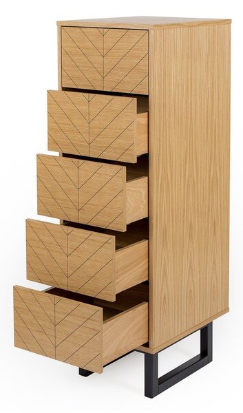 Cassettiera in rovere decorato, 40 x 123 cm Camden Herringbone - Woodman