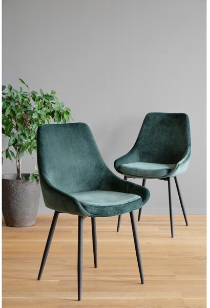 Set di 2 sedie da pranzo in velluto verde scuro Sierra - Rowico
