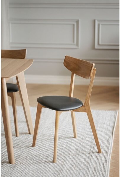 Sedia da pranzo in rovere marrone con seduta nera Ami - Rowico