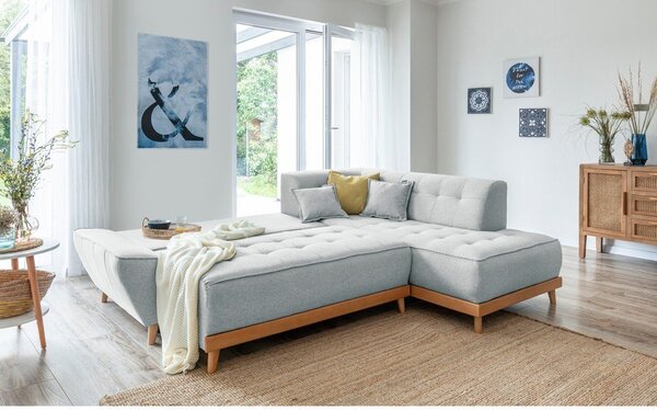 Divano letto angolare grigio chiaro L, angolo destro Dazzling Daisy - Miuform