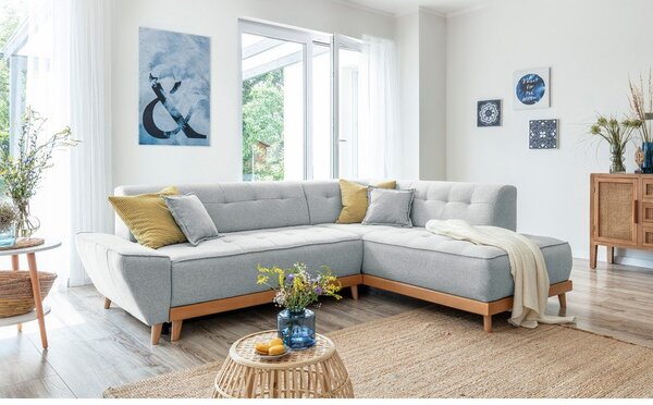 Divano letto angolare grigio chiaro L, angolo destro Dazzling Daisy - Miuform