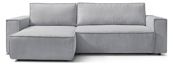 Divano letto a coste grigio chiaro ad angolo variabile Nihad - Bobochic Paris