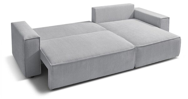 Divano letto a coste grigio chiaro ad angolo variabile Nihad - Bobochic Paris