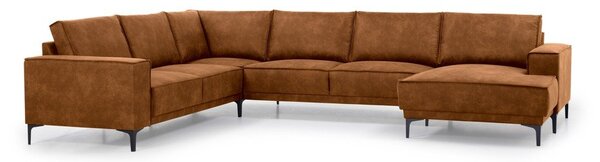 Divano angolare in similpelle marrone cognac (angolo destro/sagomato) Copenhagen - Scandic