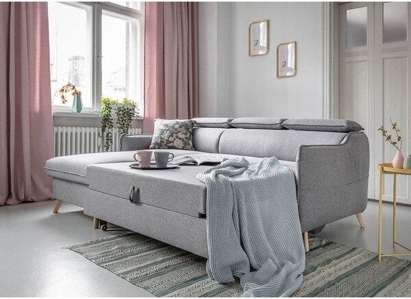Divano letto angolare grigio chiaro (angolo sinistro) Sweet Harmony - Miuform