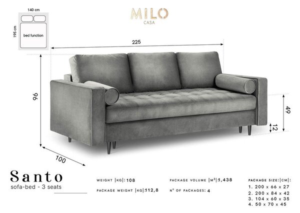 Divano letto in velluto verde Santo - Milo Casa