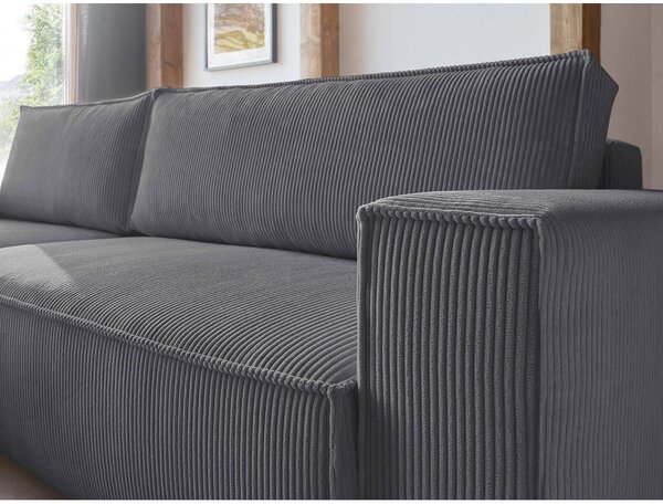 Divano letto a coste grigio scuro ad angolo variabile Nihad - Bobochic Paris