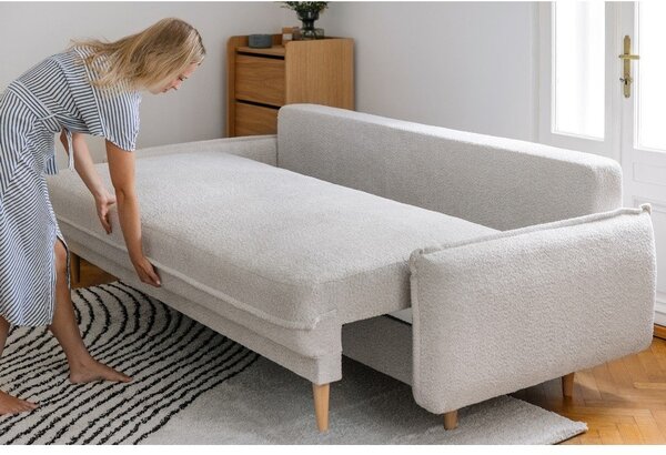 Divano letto in tessuto bouclé grigio 215 cm Patti - Bonami Selection