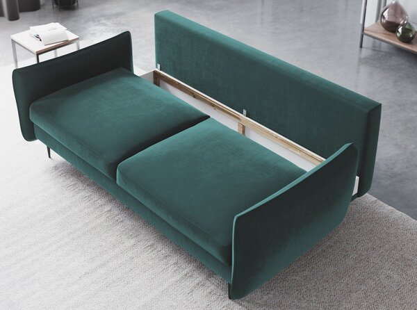 Divano letto verde petrolio con contenitore Vermont - Cosmopolitan Design