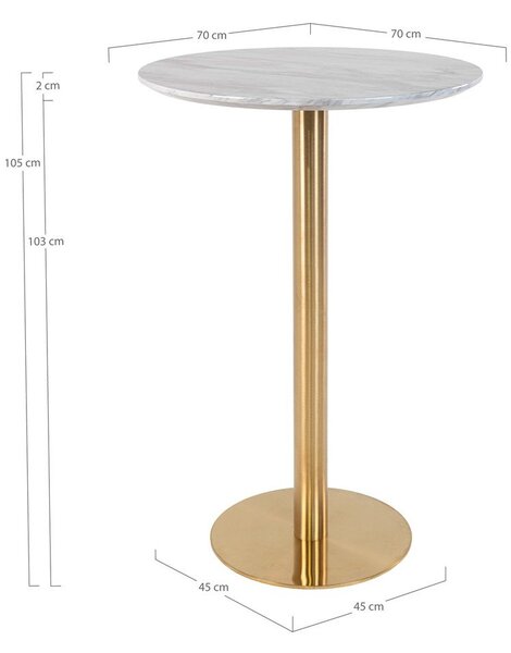 Tavolo bar rotondo con piano in marmo ø 70 cm Bolzano - House Nordic