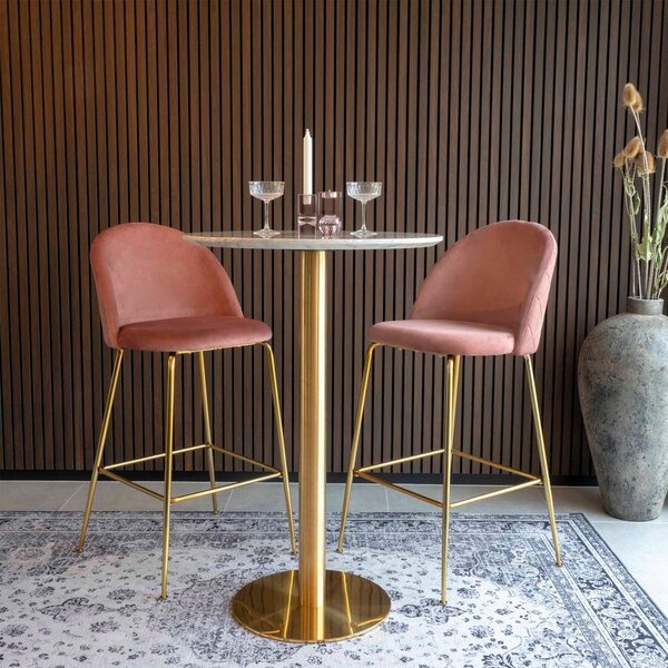 Tavolo bar rotondo con piano in marmo ø 70 cm Bolzano - House Nordic