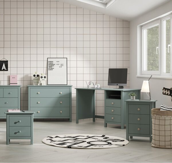 Comodino per bambini in legno di pino color petrolio Max - Marckeric