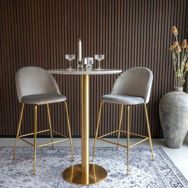 Tavolo bar rotondo con piano in marmo ø 70 cm Bolzano - House Nordic