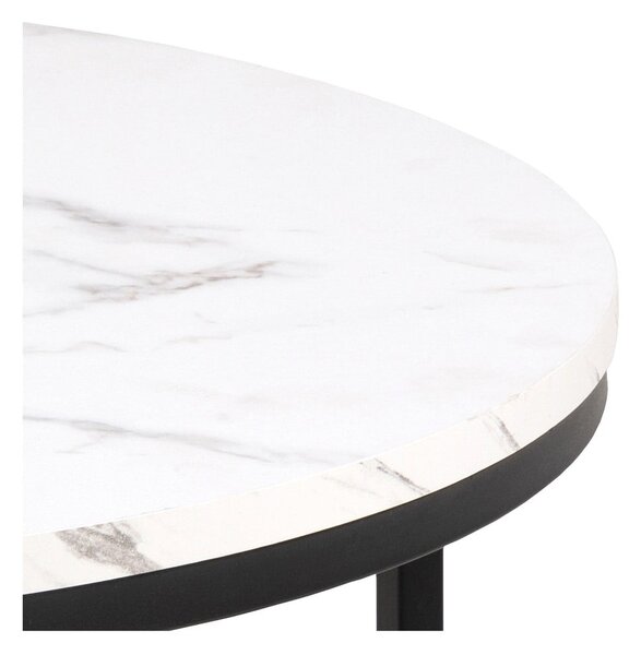 Tavolino rotondo bianco con piano effetto marmo ø 80 cm Spiro - Actona