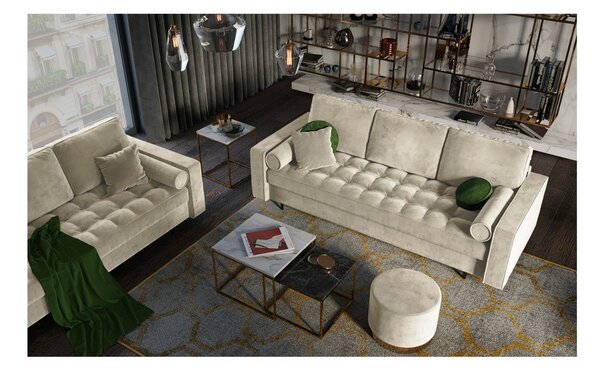 Divano letto in velluto beige Santo - Milo Casa
