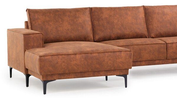 Divano angolare in similpelle marrone cognac (angolo sinistro) Copenhagen - Scandic